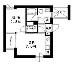 Cave de carre（カーヴドキャレ） 2階1DKの間取り