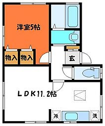 プチメゾン東戸倉II 1階1LDKの間取り