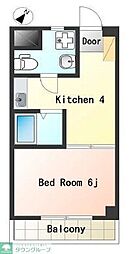 リナス恋ヶ窪 3階1Kの間取り
