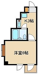 ブランネージュ 2階1Kの間取り