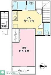 ロハスII 2階1DKの間取り