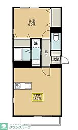 西武拝島線 小川駅 徒歩22分の賃貸マンション 2階1LDKの間取り