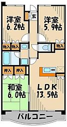 インペリアル花小金井 3階3LDKの間取り