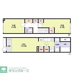 テラスハウス井萩 2LDKの間取図画像