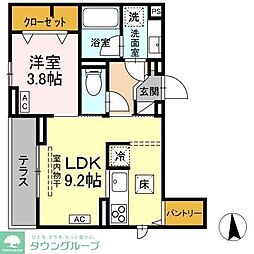 小金井市梶野町5丁目アパート 1LDKの間取図画像
