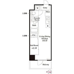 ハーモニーレジデンス東京武蔵関WESTSIDE 1LDKの間取図画像
