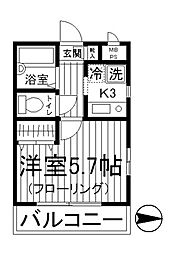 フォンテイン 1Kの間取図画像