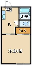 ハピネス 1Kの間取図画像