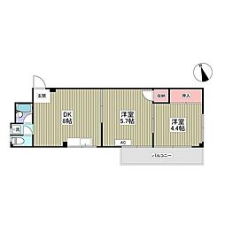 小平ファミリーマンション 2DKの間取図画像