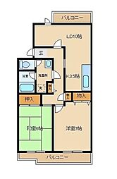 UR都市機構コーポレート中清戸1 2LDKの間取図画像