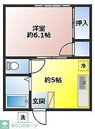 清山荘 1Kの間取図画像