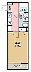 プランドール田無 1Kの間取図画像