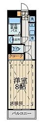 ベルドミール武蔵野 1Kの間取図画像