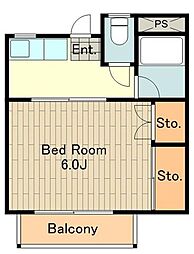緑風館 1Kの間取図画像