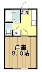 ヴィラ・リビエール 1Kの間取図画像