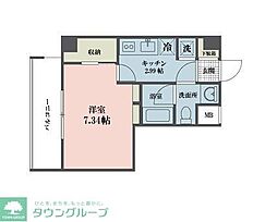 ドゥーエ武蔵小金井 1Kの間取図画像