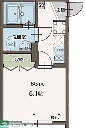 Agrande HibarigaokaI 1Kの間取図画像