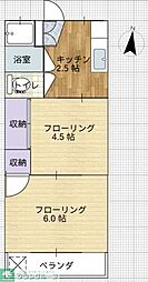 サルビア荘 2Kの間取図画像