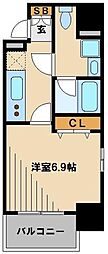 第四荒野ビル 1Kの間取図画像