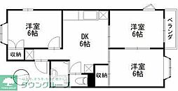 グローリィアオキA 3DKの間取図画像
