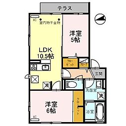 セジュール峯 2LDKの間取図画像