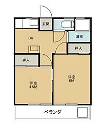 旭マンション 2DKの間取図画像