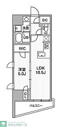 シーズンフラッツ大井町 13階1LDKの間取り