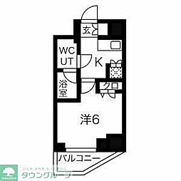 スパシエアコルデ横浜 11階1Kの間取り