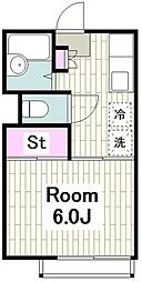 クリスタルハウス 1階1Kの間取り