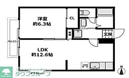 ベルミニヨン 2階1LDKの間取り