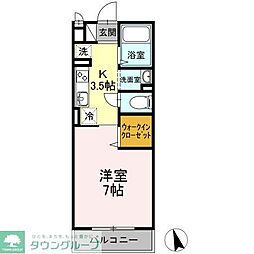 グレイス昭和 1階1Kの間取り