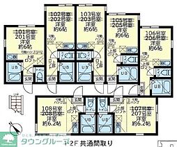 ユナイト四谷フォンターナ 1階ワンルームの間取り