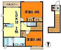 レジデンスＫ 2階2LDKの間取り