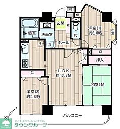エスバイエルマンション鶴見中央 6階3LDKの間取り