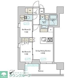 Brillia ist 大井町 12階2LDKの間取り