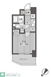 レジディア蒲田 13階1Kの間取り