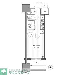 スペーシア梅屋敷 7階1Kの間取り