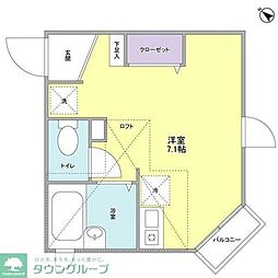 カーサ　フェリーチェ 2階ワンルームの間取り