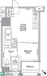 ザ・パークハビオＳＯＨＯ横浜関内 14階1LDKの間取り