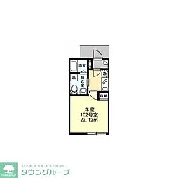 ベイルーム殿町 3階1Kの間取り