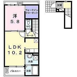 エミネンス川中島 2階1LDKの間取り