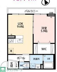 三ツ池Base 1LDKの間取図画像