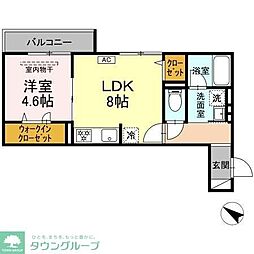 D Paina 生麦 1LDKの間取図画像