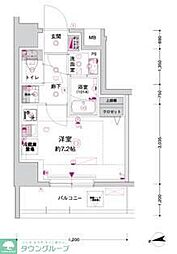CREST TAPP川崎港町 ワンルームの間取図画像