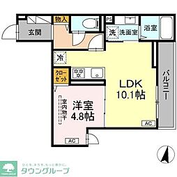 D Paina 浅田 1LDKの間取図画像