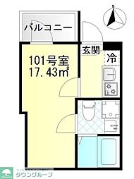 M-SQUARE 1Kの間取図画像
