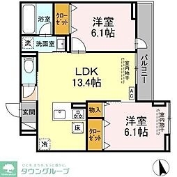 (仮称)トリシア円行2丁目プロジェクト 2LDKの間取図画像