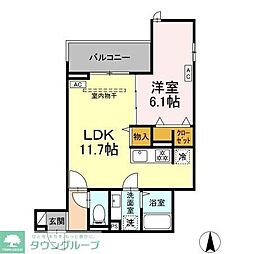 D'Bless鶴見 1LDKの間取図画像