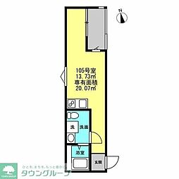 川崎市川崎区渡田1丁目アパート ワンルームの間取図画像