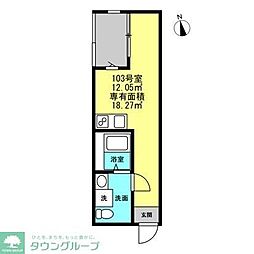 川崎市川崎区渡田1丁目アパート ワンルームの間取図画像